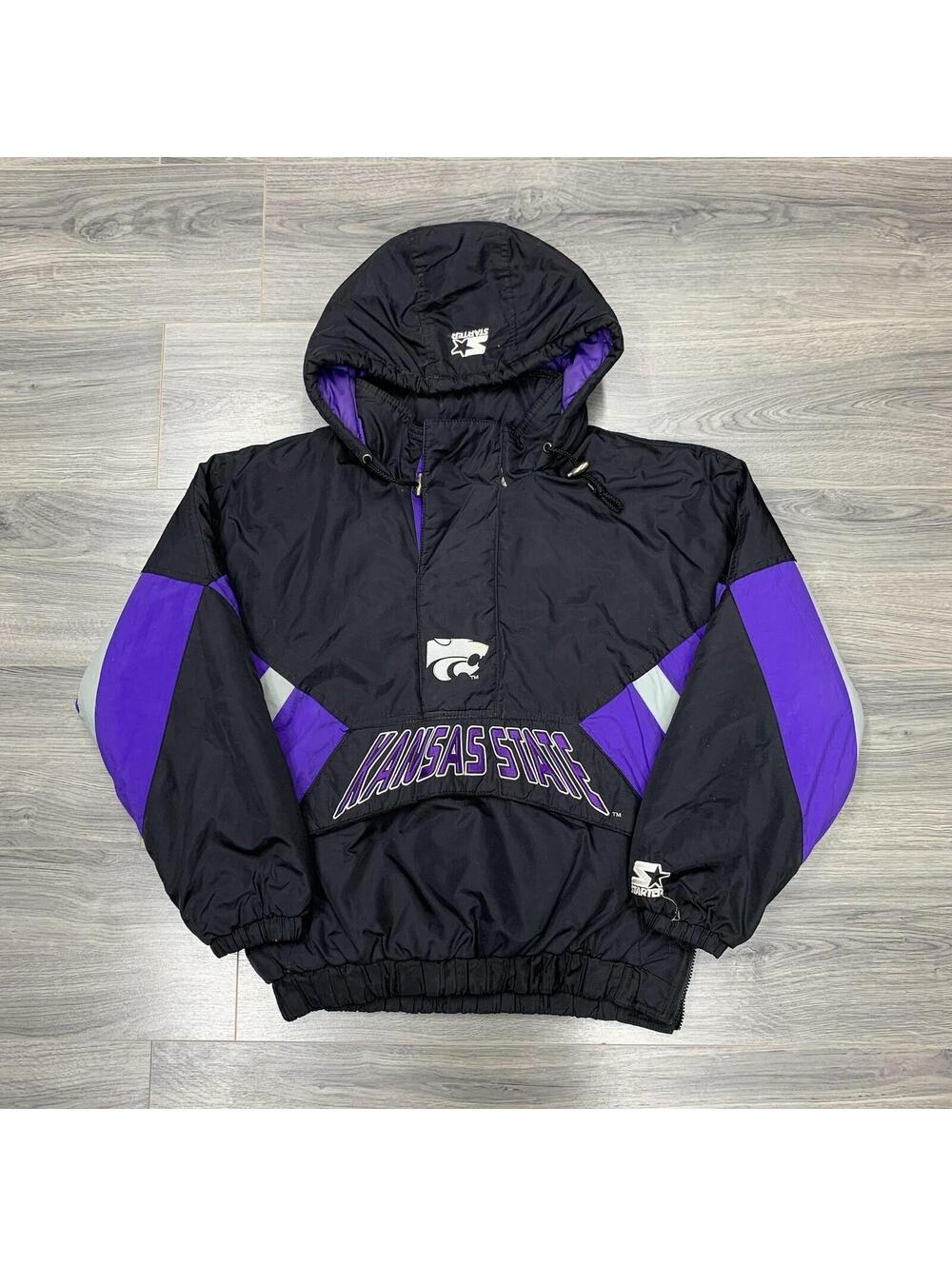 Vintage 90S Starter University Of Kansas State Wildcats Jacket Small MENS RARE